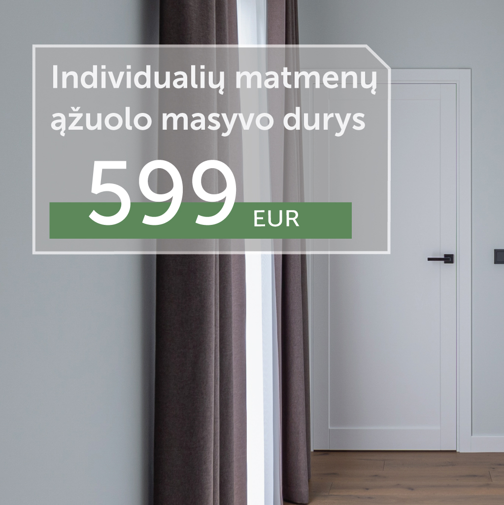 Individualių matmenų ąžuolo masyvo durys  499 Eur / kompl.