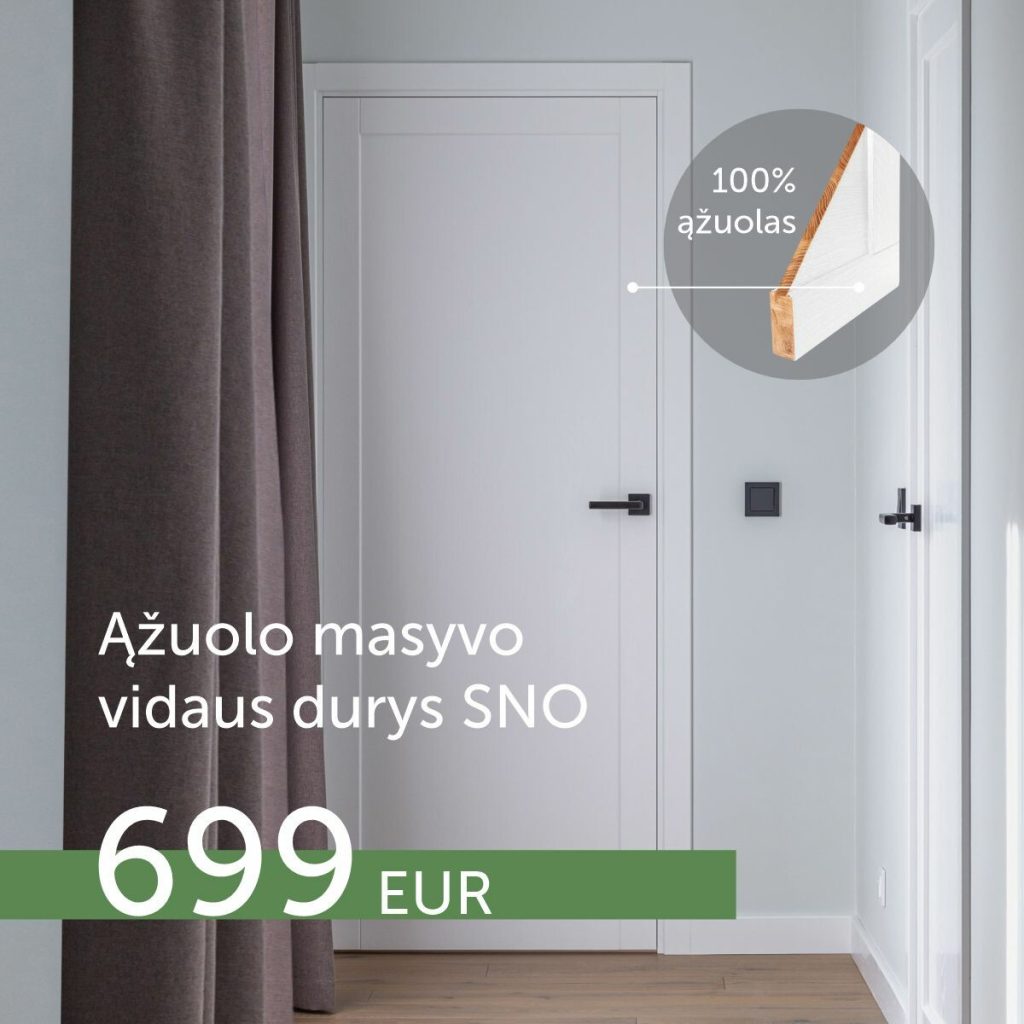 Individualių matmenų dažytos ąžuolo masyvo durys 699 Eur / kompl.