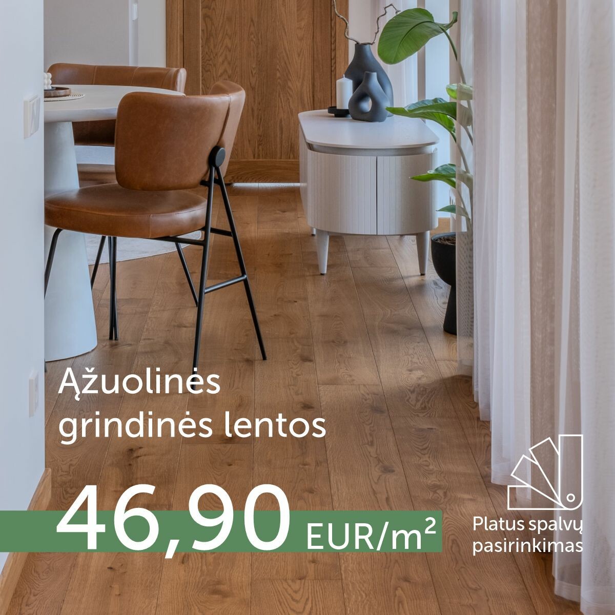 Spalvų pasirinkimas! Ąžuolinės grindinės lentos