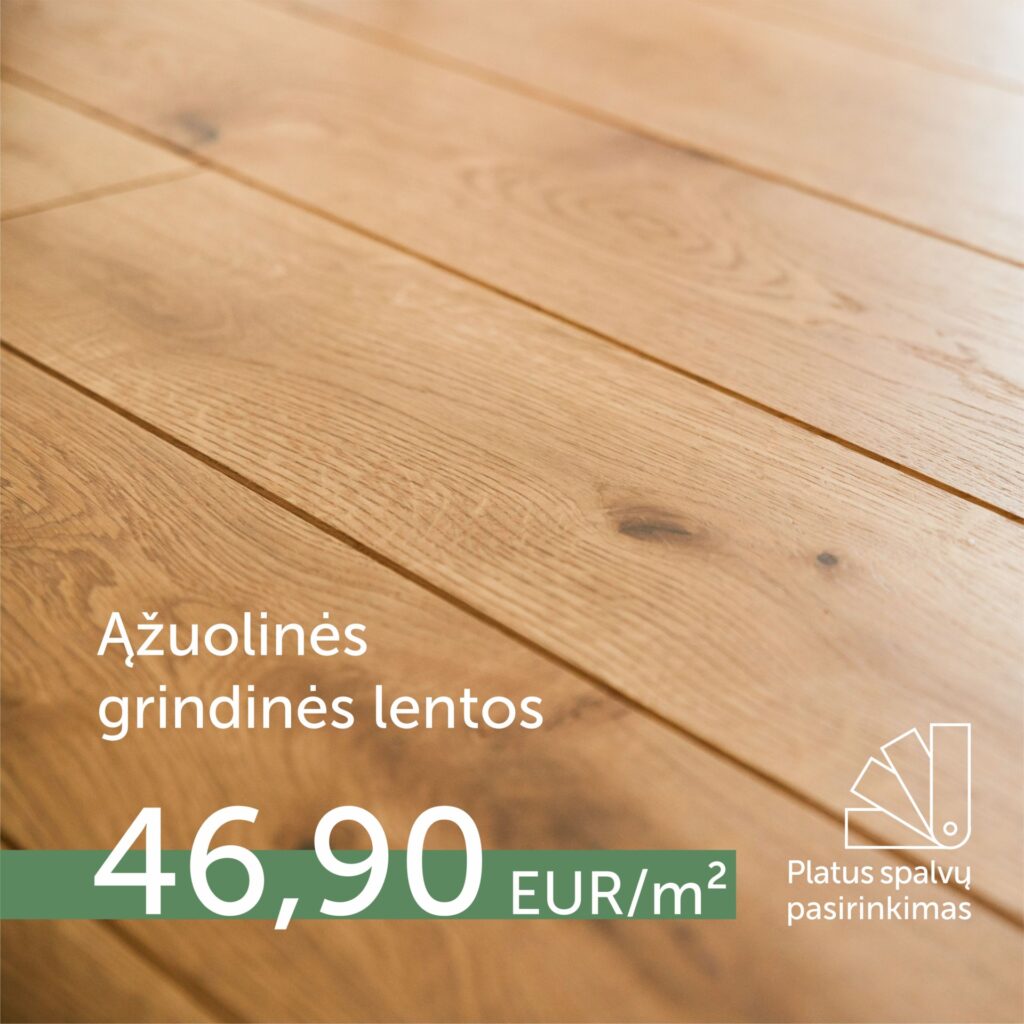 Spalvų pasirinkimas! Ąžuolinės grindinės lentos