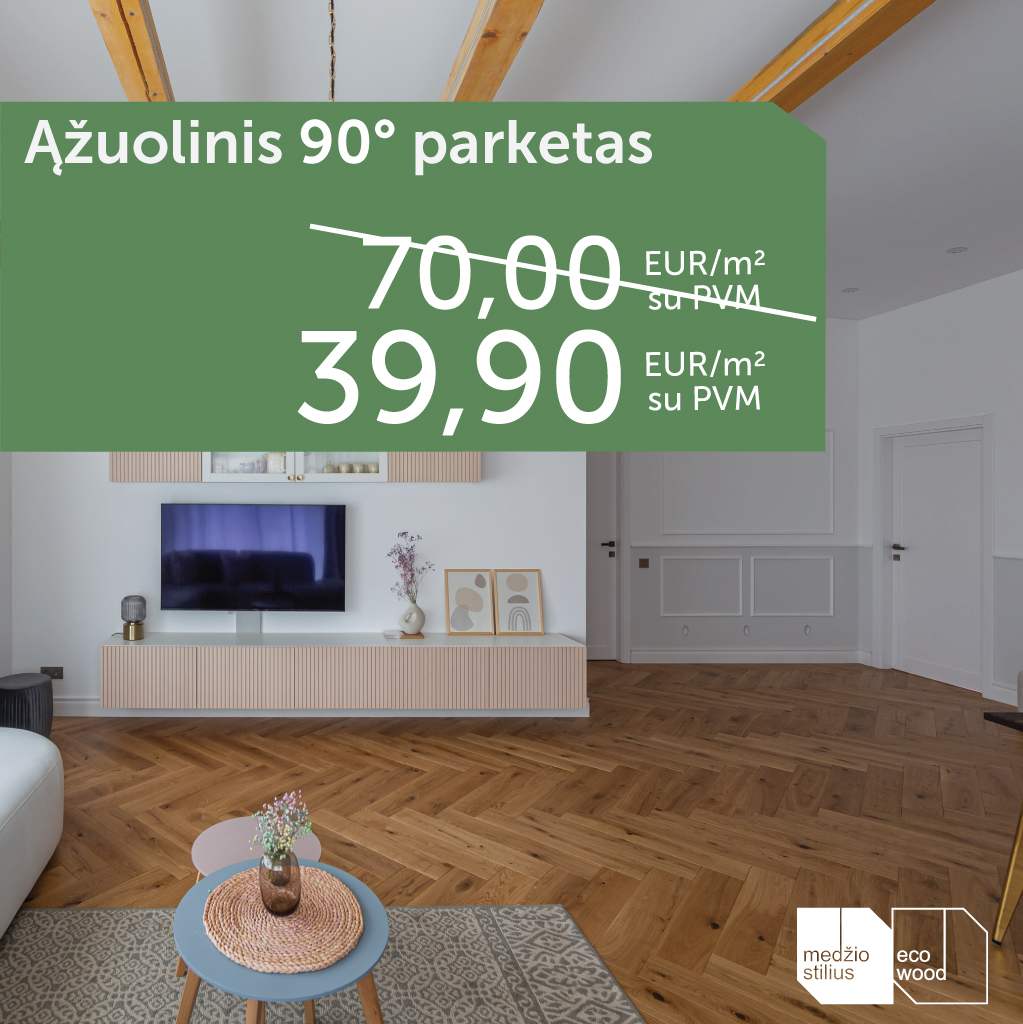 Ąžuolinis 90° parketas  39,90 Eur/m²