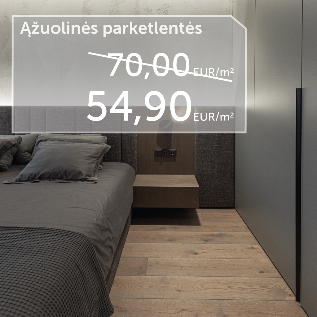 Ąžuolinės parketlentės 49,90 Eur/m²