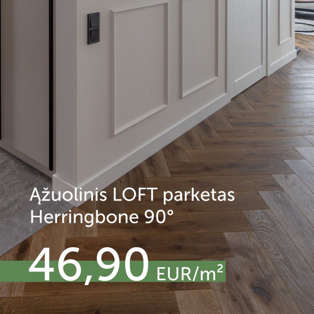 Klasikinis Herringbone 90° LOFT parketas