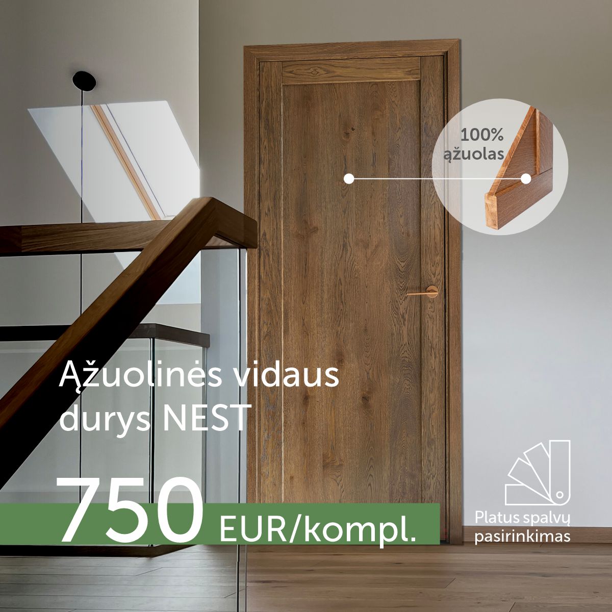 Spalvų pasirinkimas! Klasikinio stiliaus ąžuolinės durys