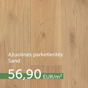 Sand spalvos ąžuolinės grindinės lentos