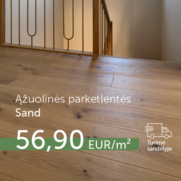 Sand spalvos ąžuolinės grindinės lentos