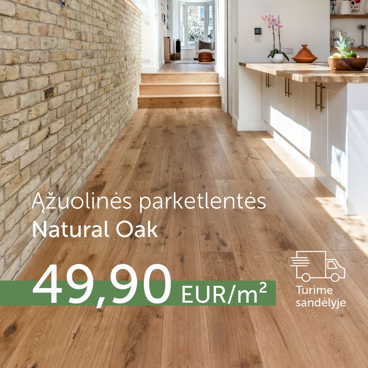 Natural Oak spalvos ąžuolinės grindinės lentos