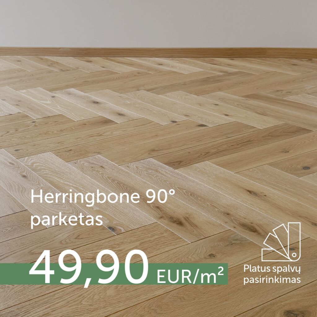 Spalvų pasirinkimas! Herringbone 90° parketas