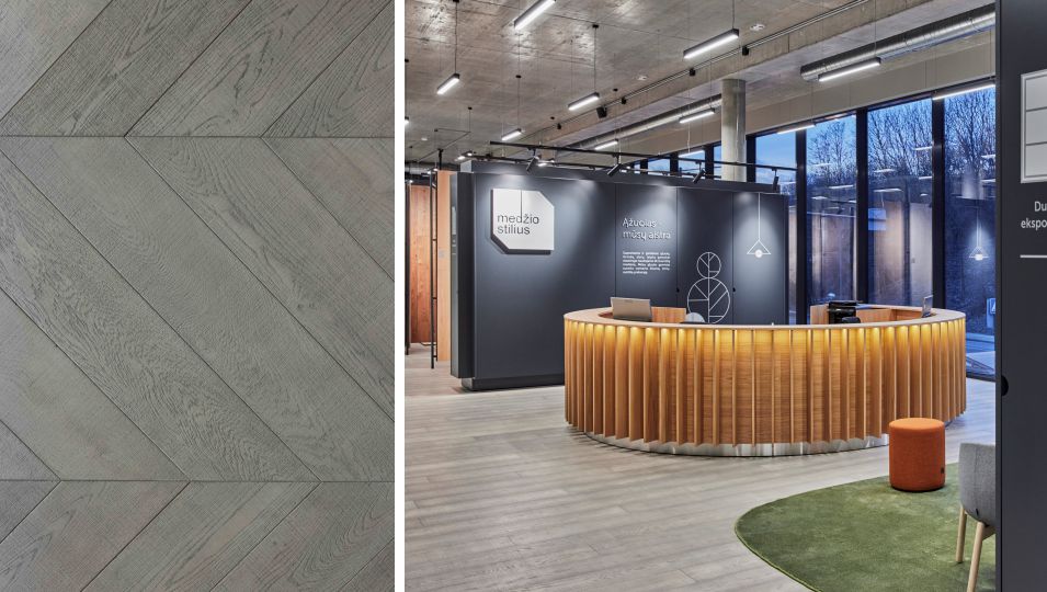 Ąžuolinių parketlenčių skersinis šukavimas: idealus pasirinkimas viešosioms erdvėms