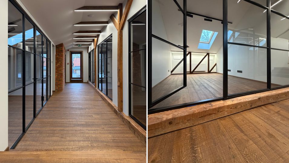 Ąžuolinių parketlenčių skersinis šukavimas: idealus pasirinkimas viešosioms erdvėms