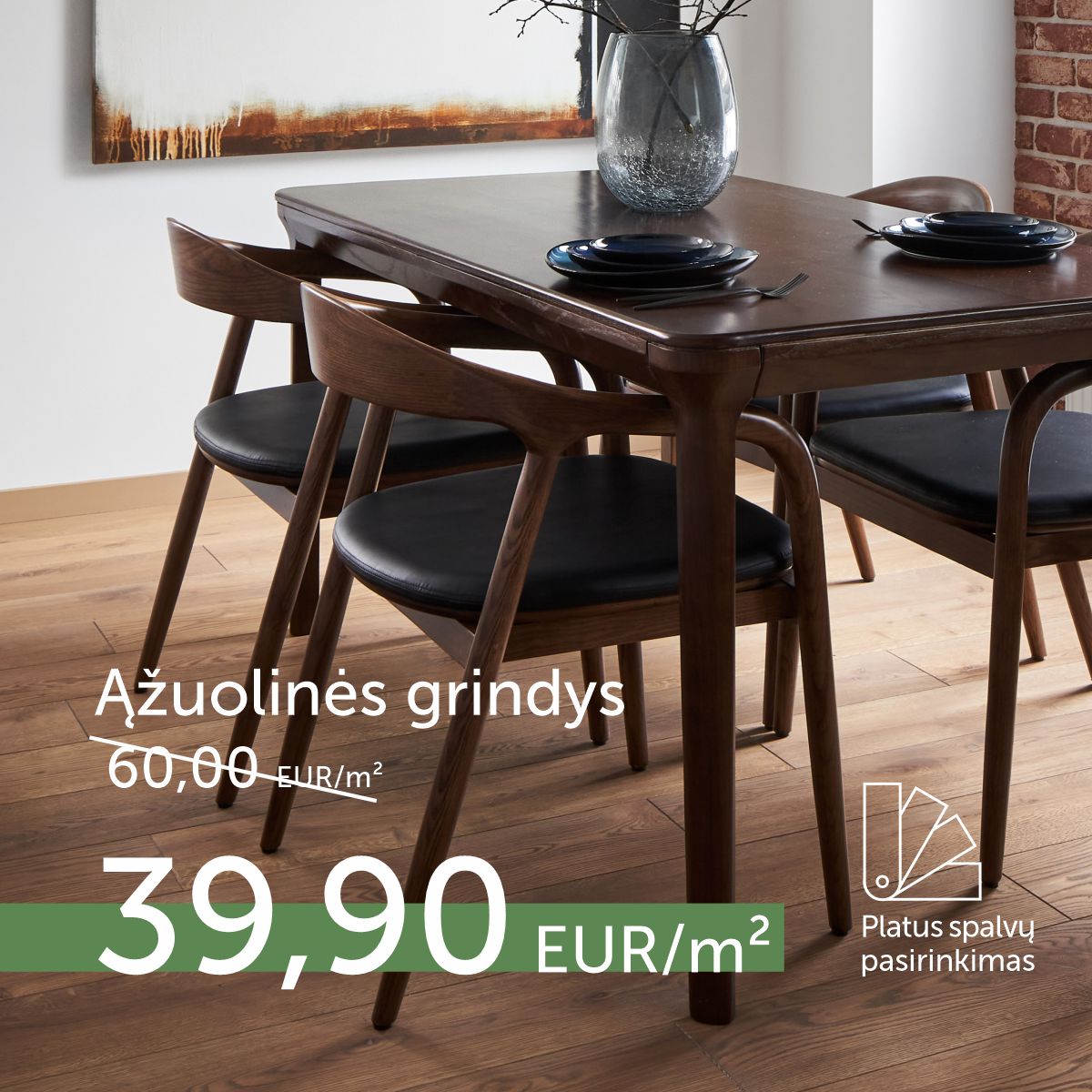 TOP pasiūlymas! Ąžuolinės grindys su spalvos pasirinkimu