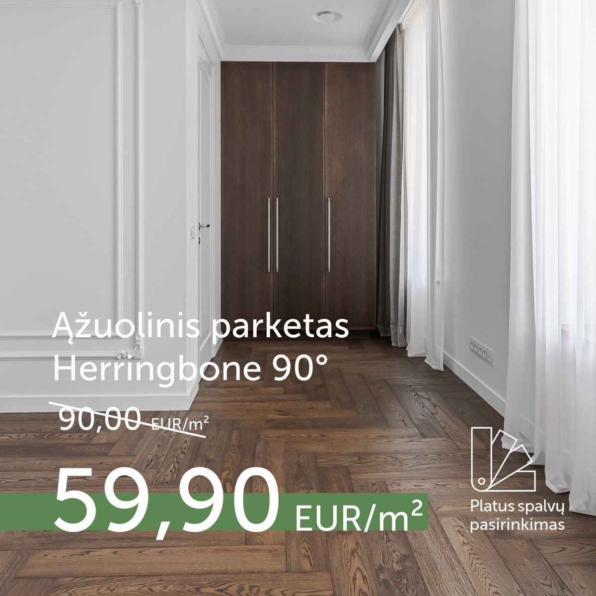 Spalvų pasirinkimas! Herringbone 90° Select parketas